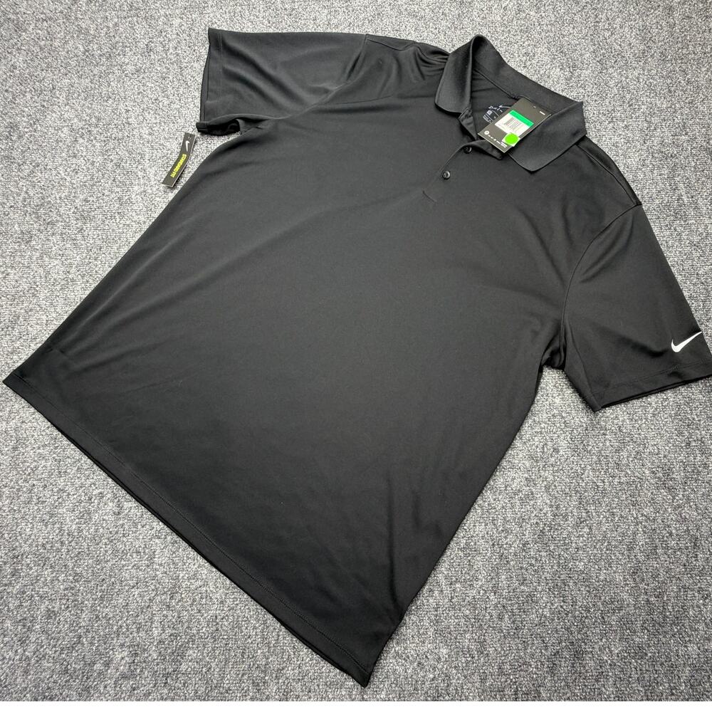 Nike Mens XL Black Dri-FIT Golf Polo Shirt Short Sleeve NWT NEW